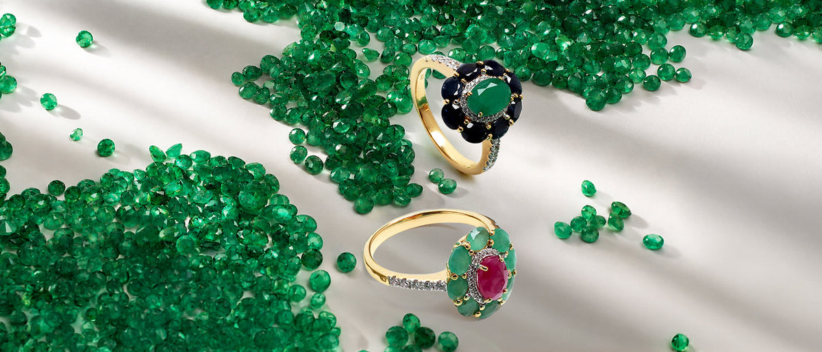 Elegant emerald gemstone jewelry collection by Jewelry by Crimson