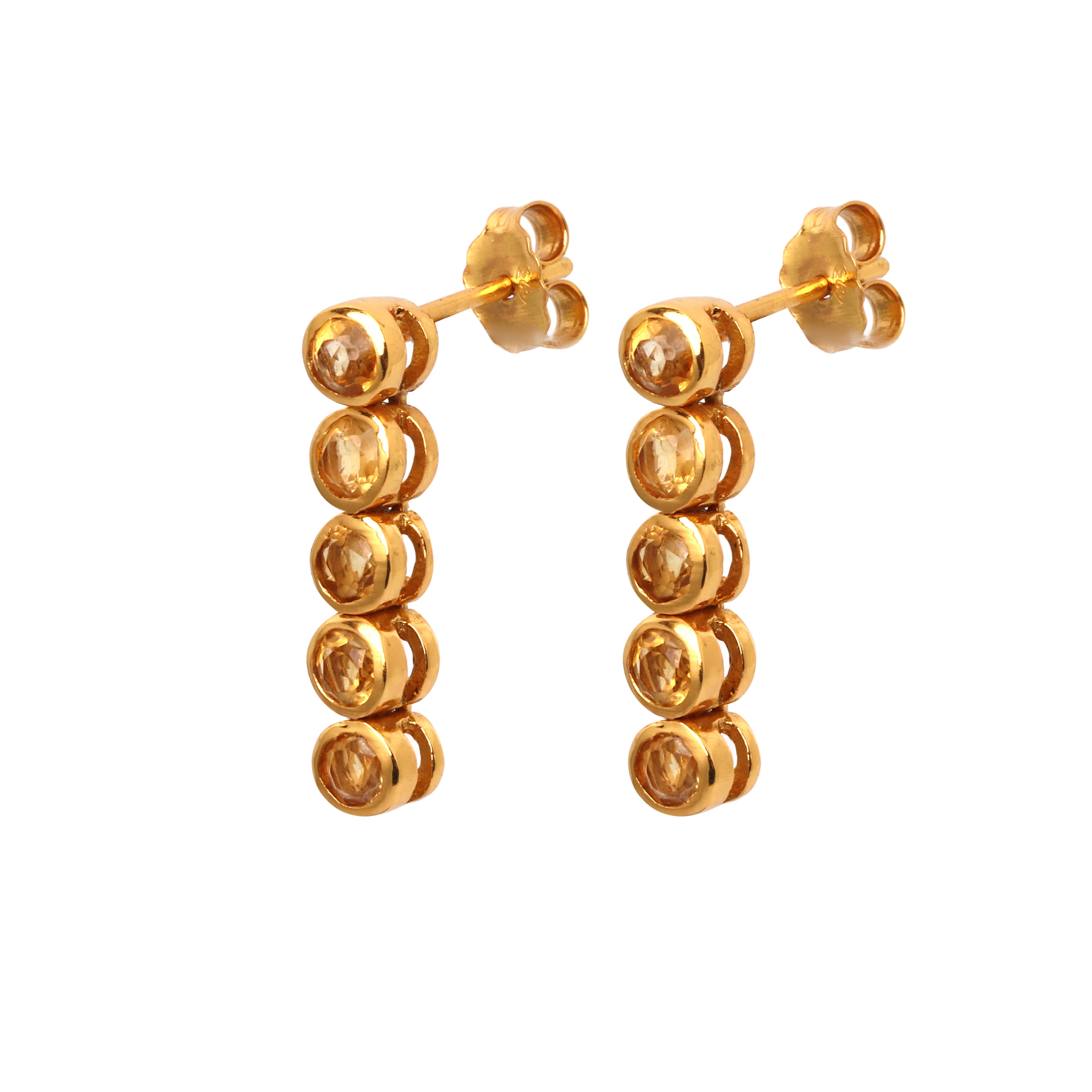 Minimalist citrine gemstone dangle earrings for women