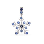 Blue sapphire snowflake pendant in 925 sterling silver by Jewelry By Crimson