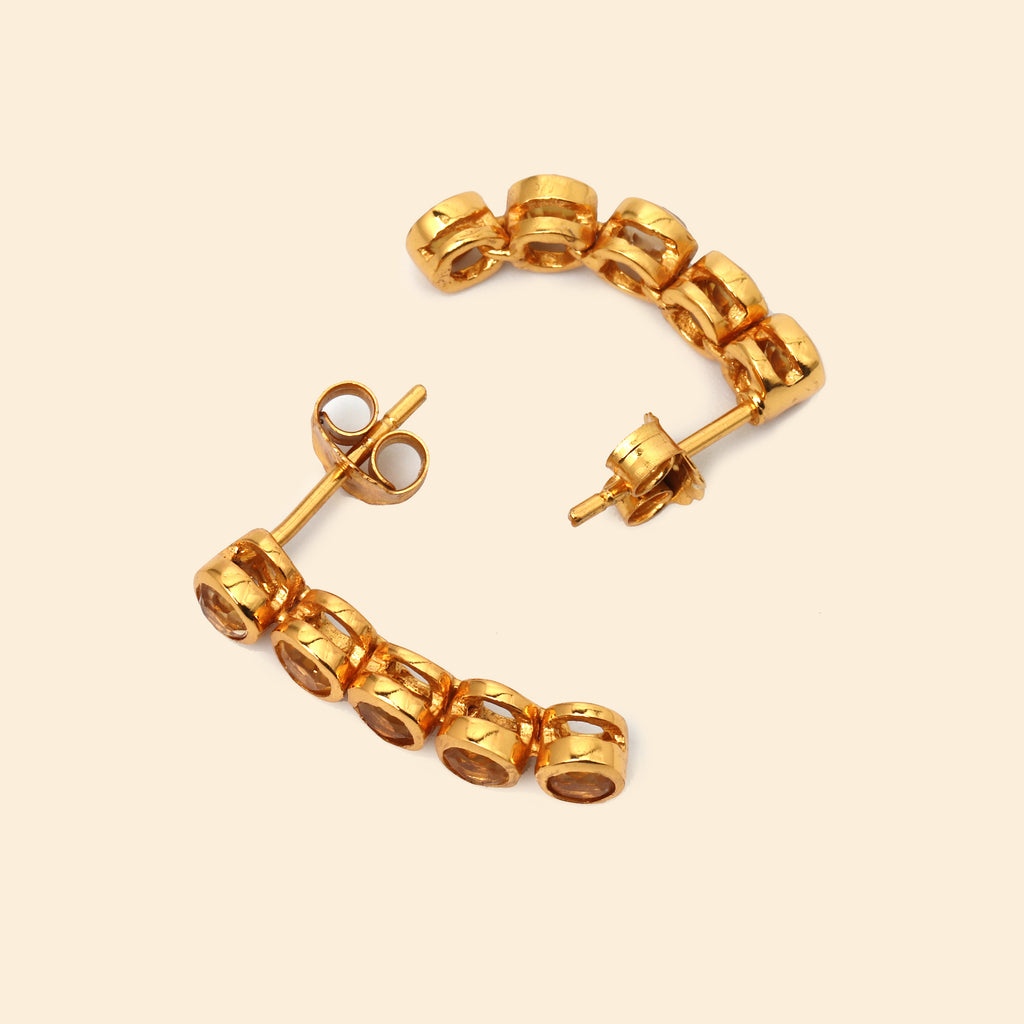 Fine citrine gemstone earrings with sleek vertical design