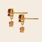 Natural Ruby Drop Earrings in 18K Gold