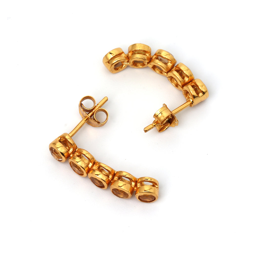 Handcrafted citrine linear earrings with gold finish