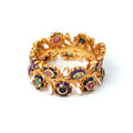 Gold plated multi gem floral ring in 925 sterling silver