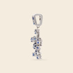 Blue sapphire snowflake pendant in 925 silver — display view