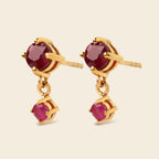 Natural Ruby Drop Earrings in 18K Gold