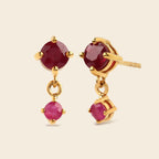 Natural Ruby Drop Earrings in 18K Gold