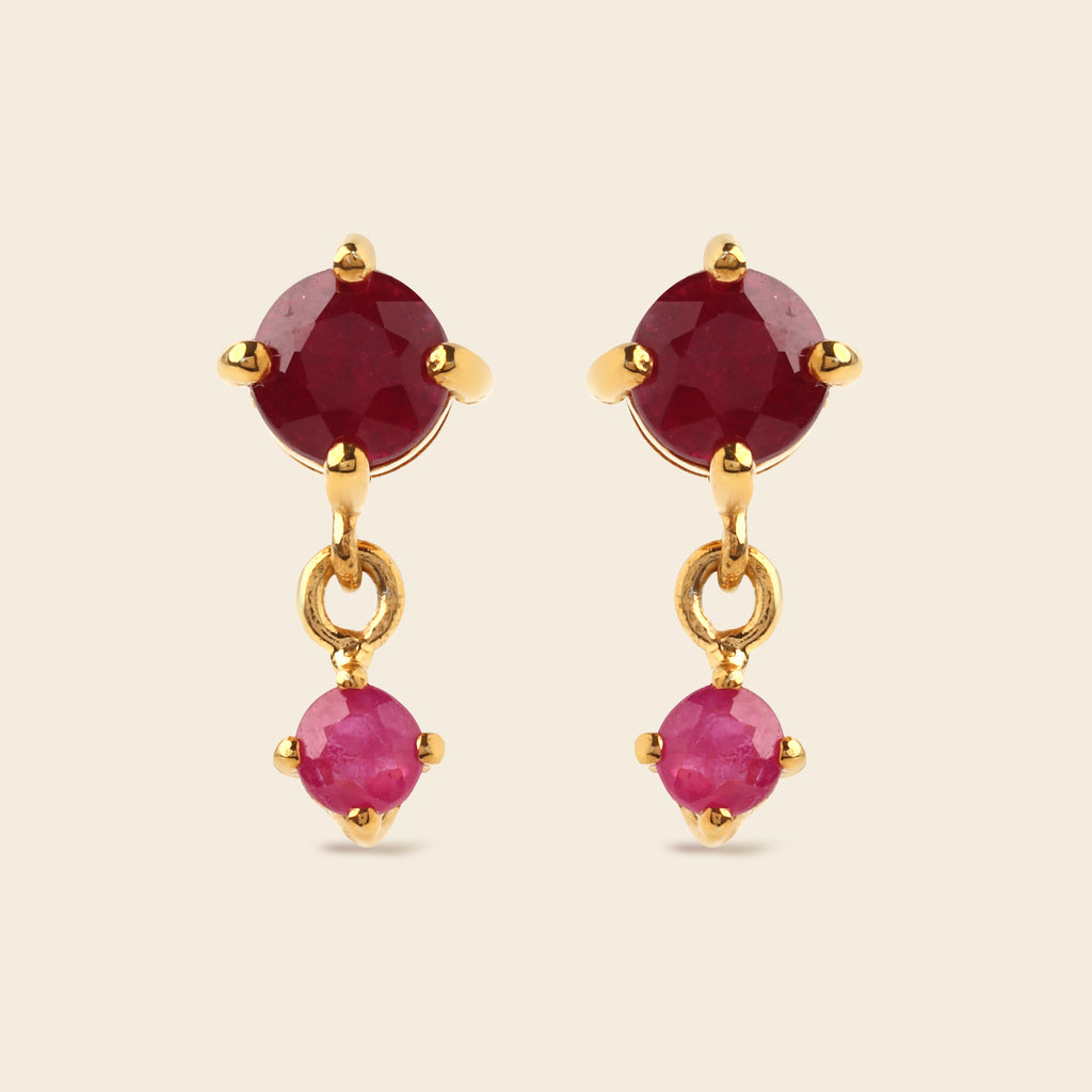 Ruby Drop Earrings in 18K Gold