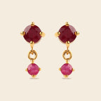 Natural Ruby Drop Earrings in 18K Gold