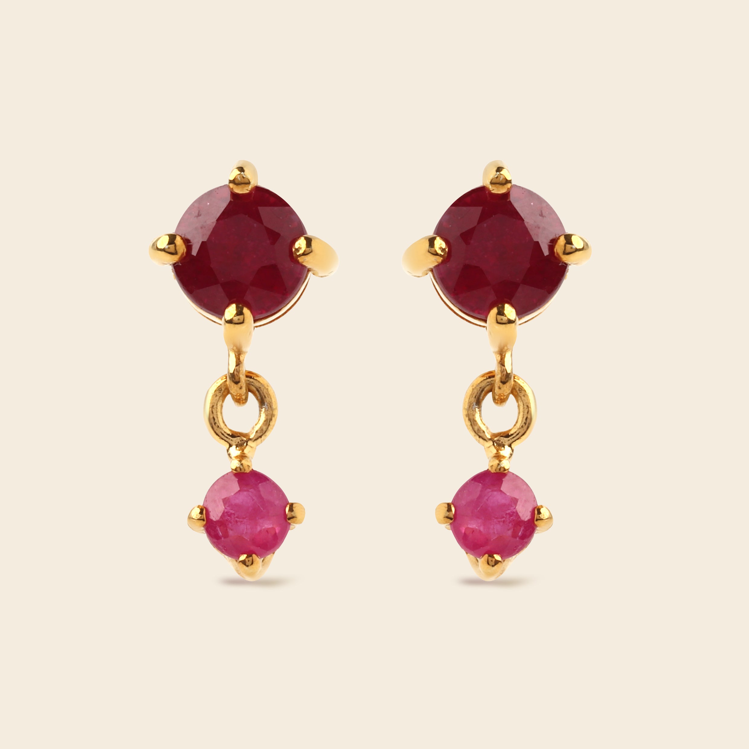 Ruby Drop Earrings in 18K Gold