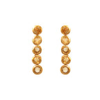 Gold-tone drop earrings with five faceted citrine gemstones, elegant and handcrafted for everyday wear.