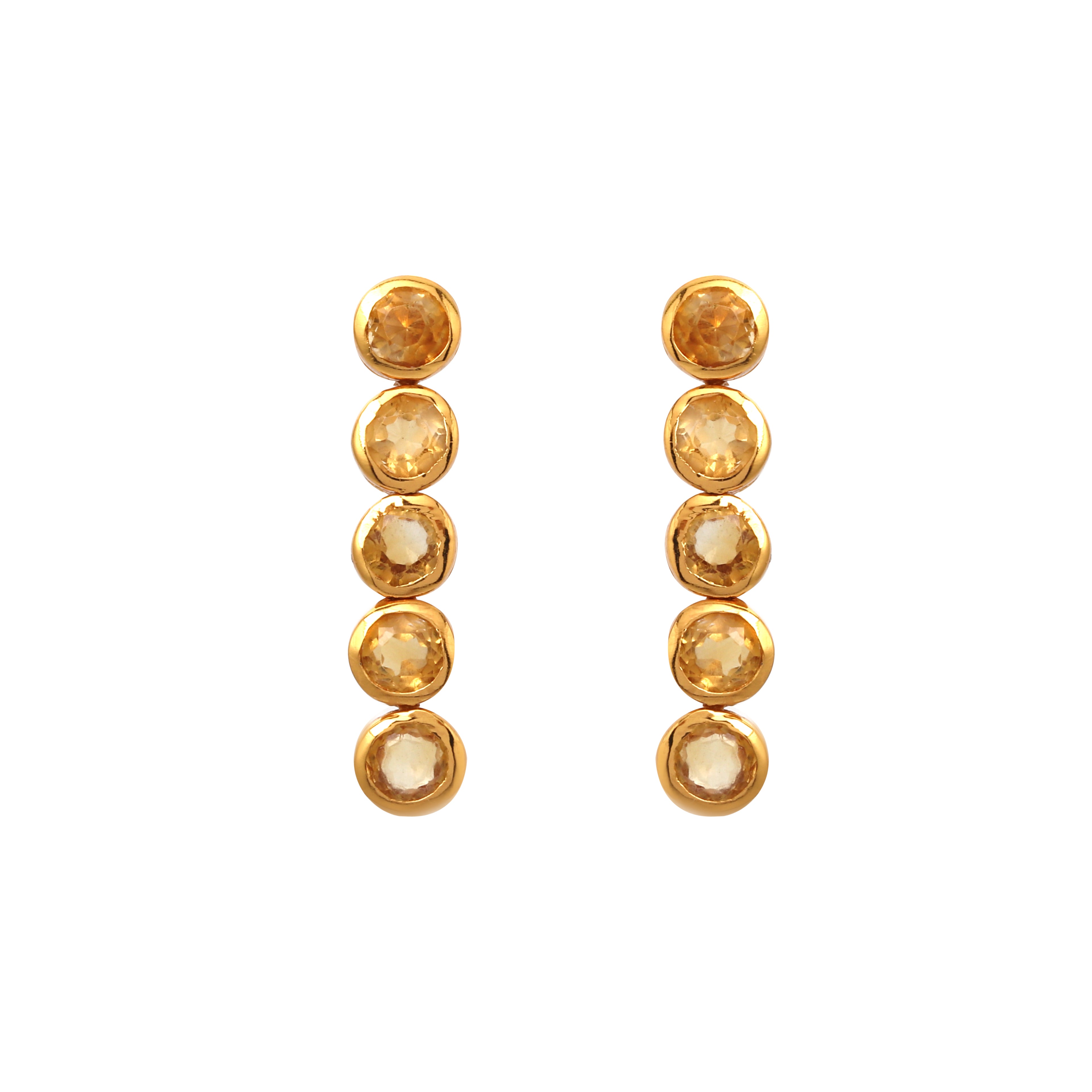 Gold plated citrine drop earrings in 925 sterling silver