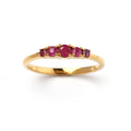 Ruby five stone ring in 14K gold plated sterling silver
