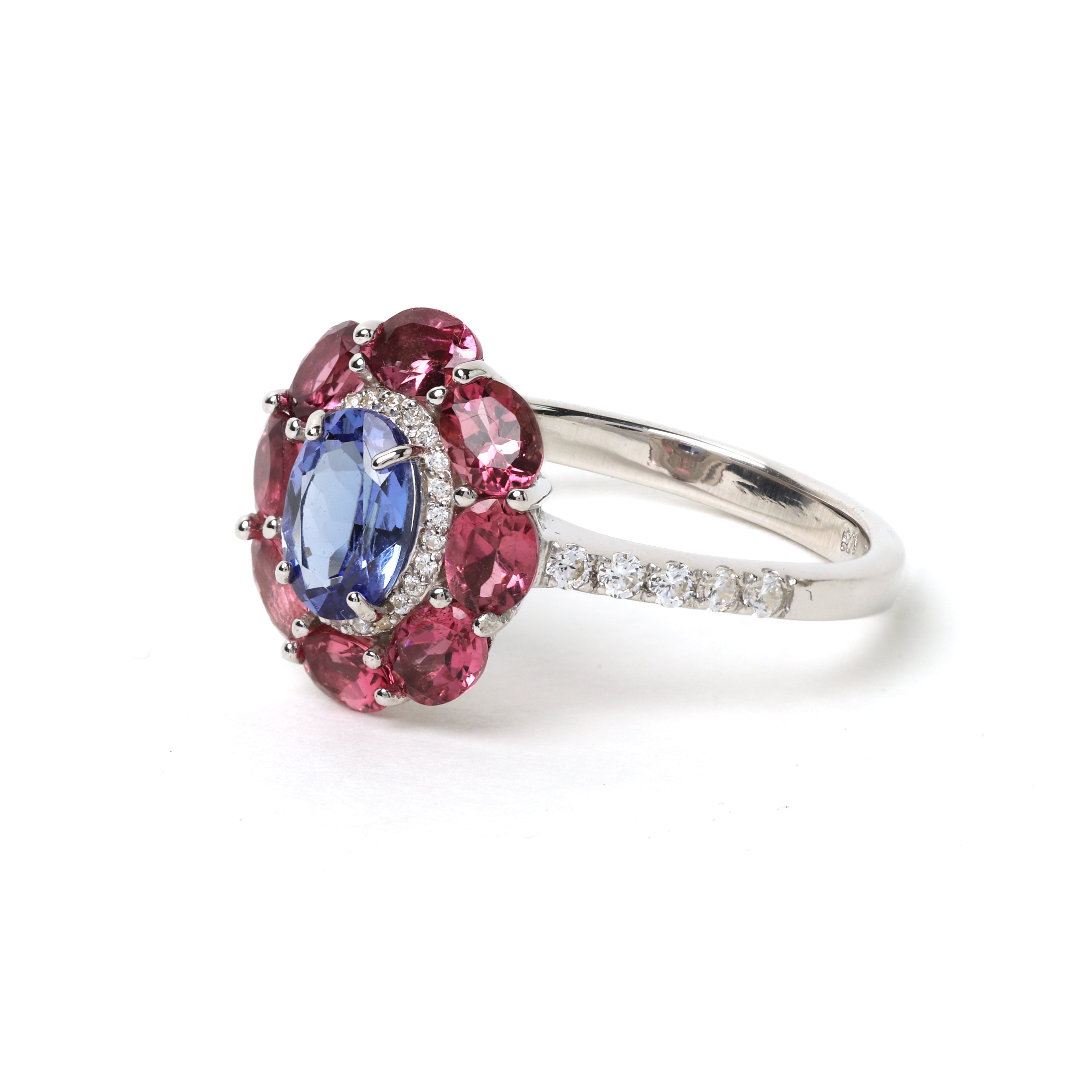 Sterling silver floral gemstone ring handcrafted in Thailand