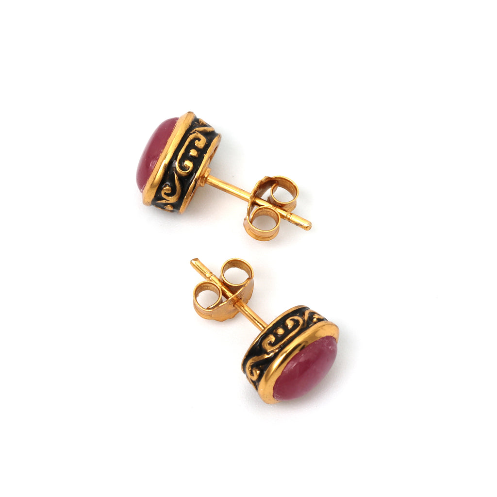 Elegant ruby gemstone stud earrings for women