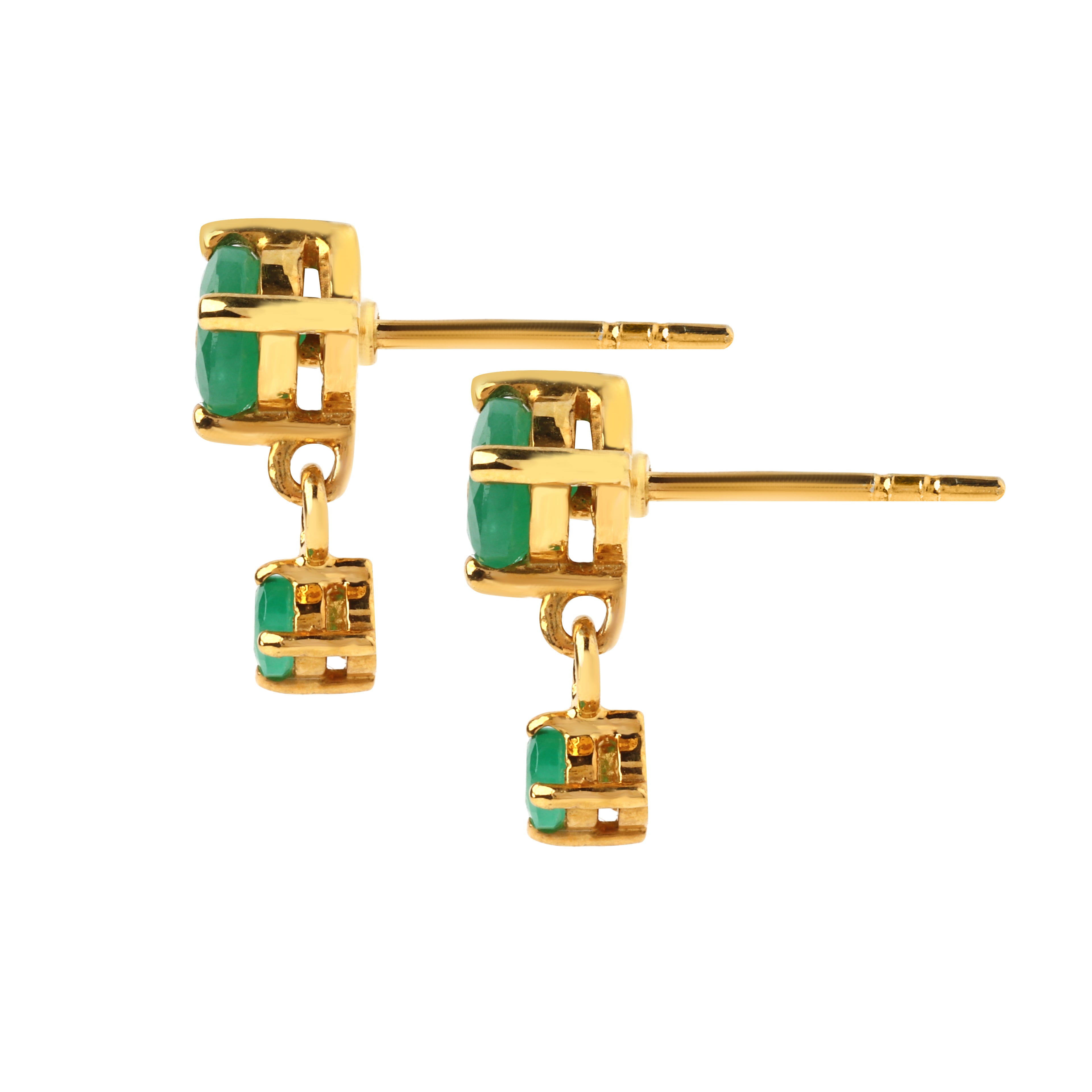 Minimalist emerald drop earrings inspired by everyday elegance, crafted by Jewelry by Crimson