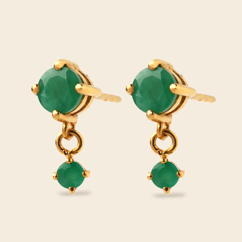 Natürliche Smaragd-Hängeohrringe in 18K Gold