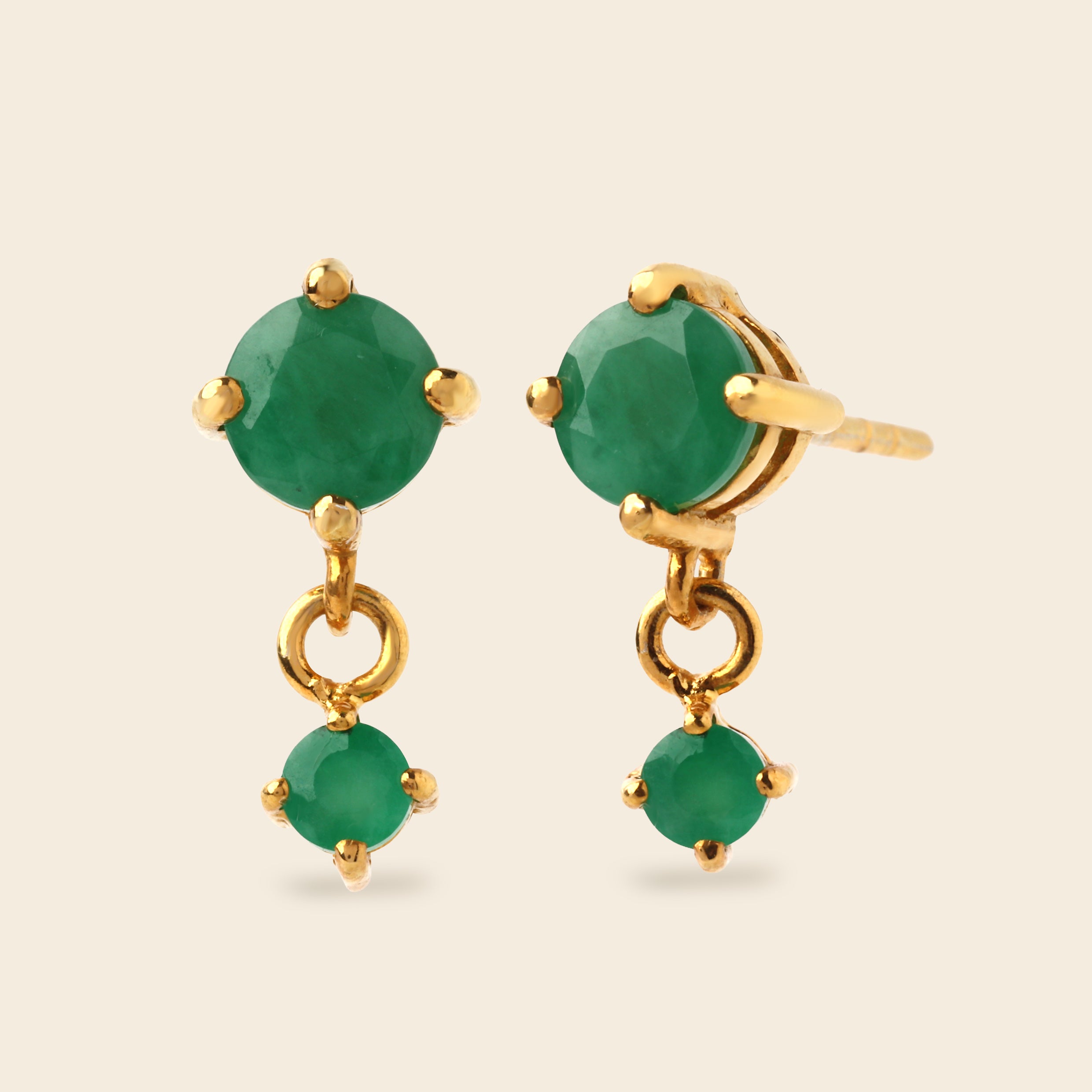 Natural Emerald Drop Earrings in 18K Gold