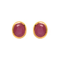 Gold plated ruby stud earrings in 925 sterling silver