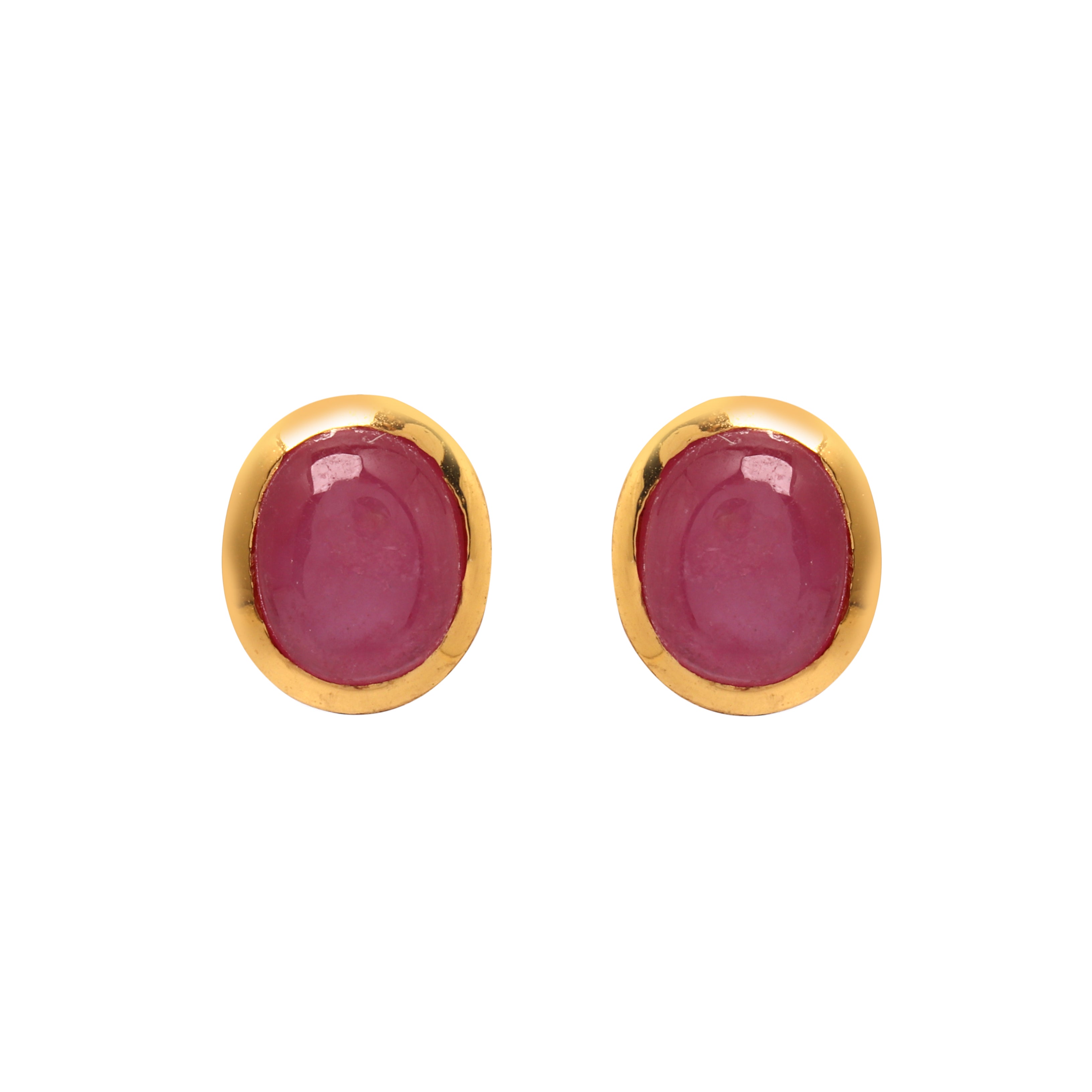 Gold plated ruby stud earrings in 925 sterling silver