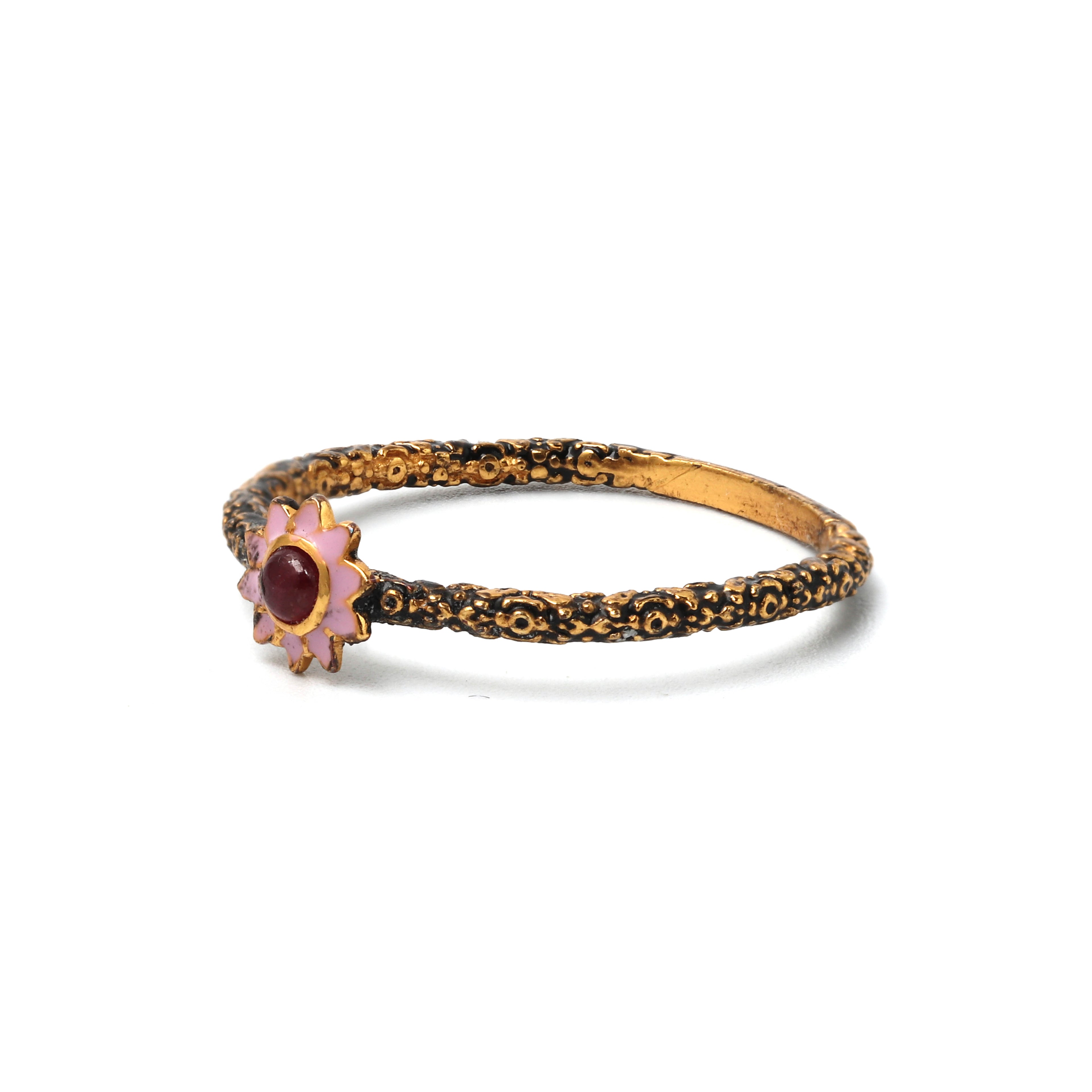 Elegant sterling silver ruby blossom ring by Jewelry by Crimson