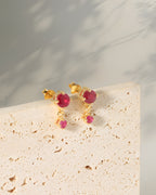 Natural Ruby Drop Earrings in 18K Gold