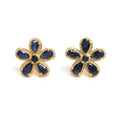 Blue Sapphire & White Sapphire Halo Stud Earrings in 18K Gold-Plated Sterling Silver