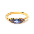 Tanzanite seven stone ring in 925 sterling silver with gold plating