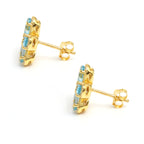 Blue Topaz & White Sapphire Halo Stud Earrings in 18K Gold-Plated Sterling Silver