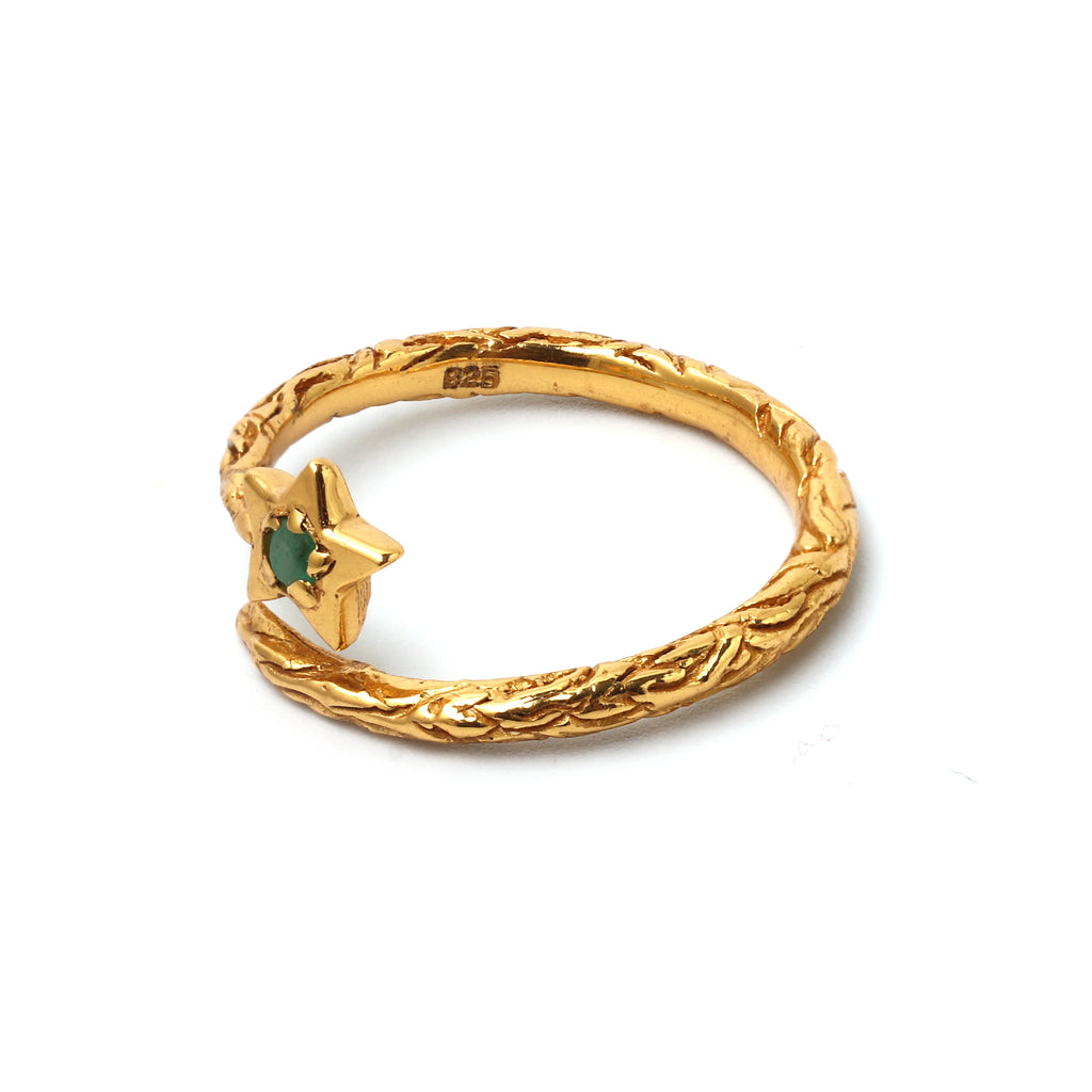 Elegant sterling silver emerald star ring by Jewelry by Crimson
