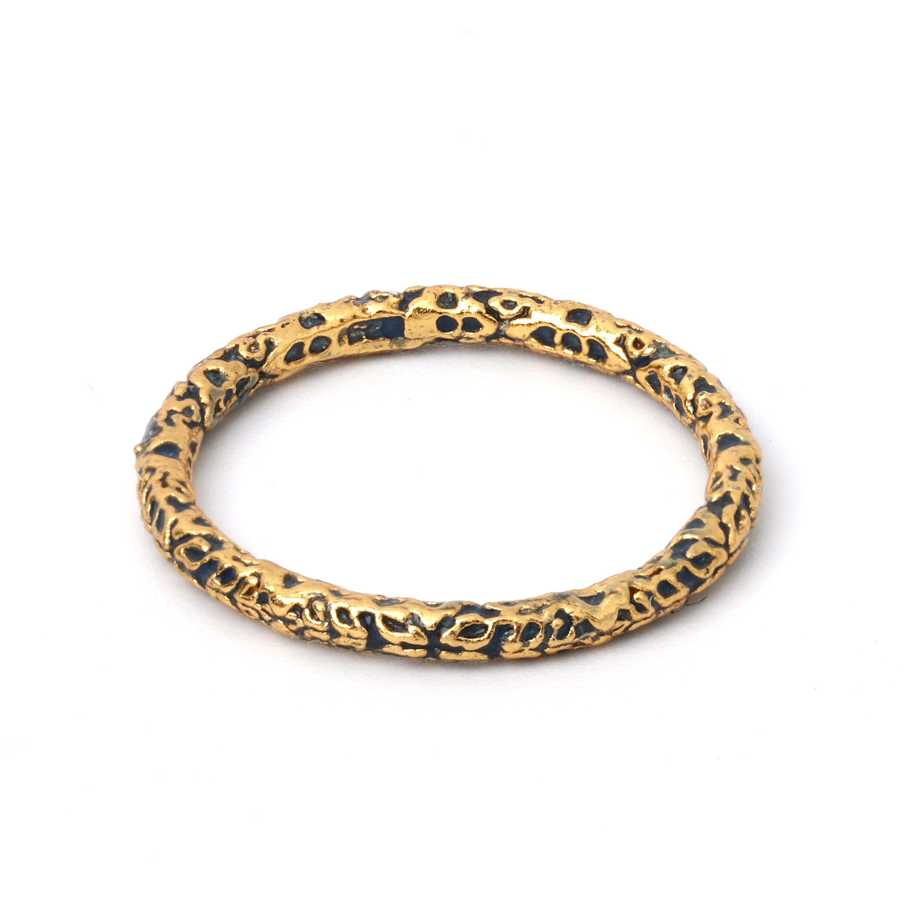Textured gold plated band ring in 925 sterling silver