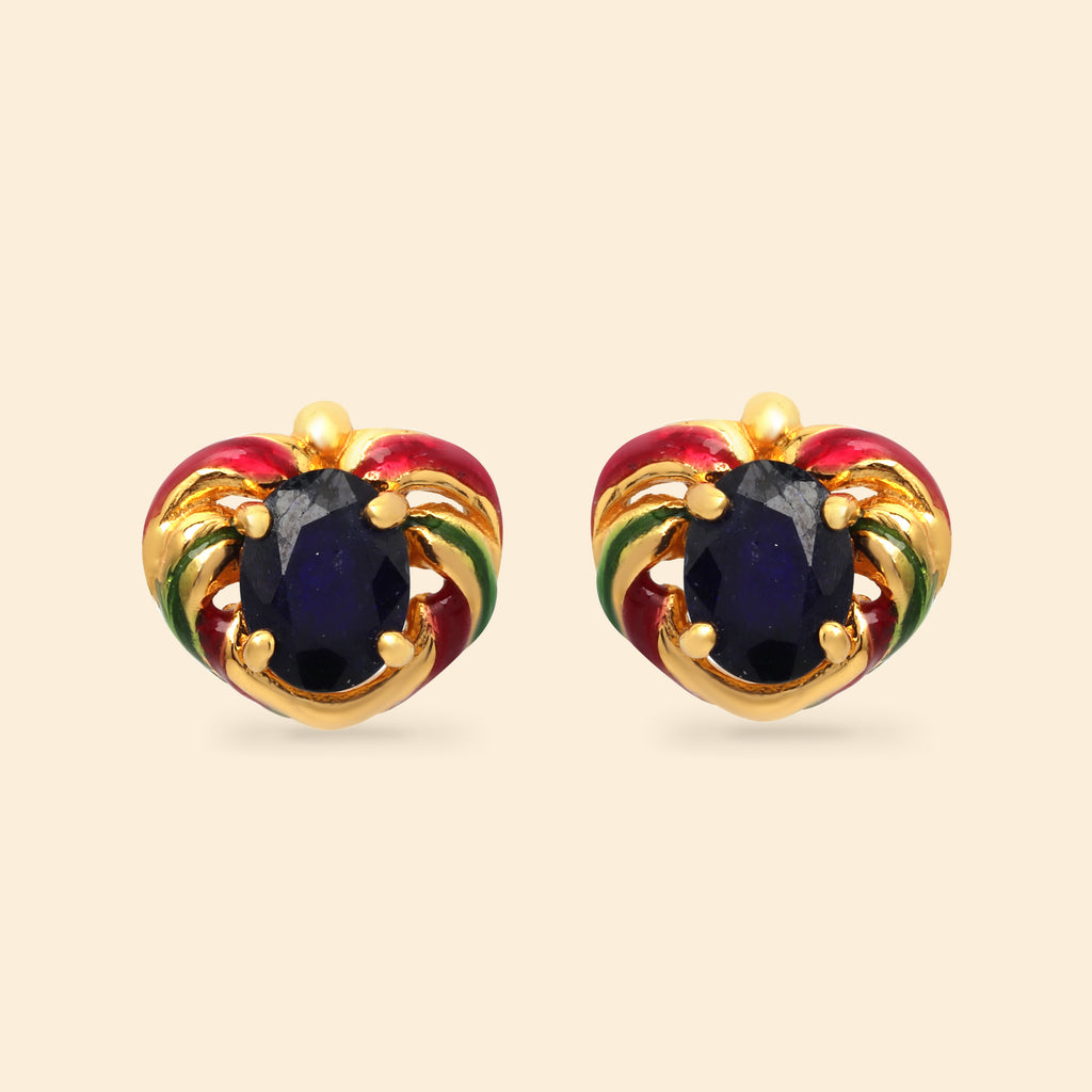 Minimalist sapphire gemstone stud earrings for women