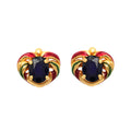 Gold plated sapphire stud earrings in 925 sterling silver