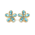 Blue Topaz & White Sapphire Halo Stud Earrings in 18K Gold-Plated Sterling Silver