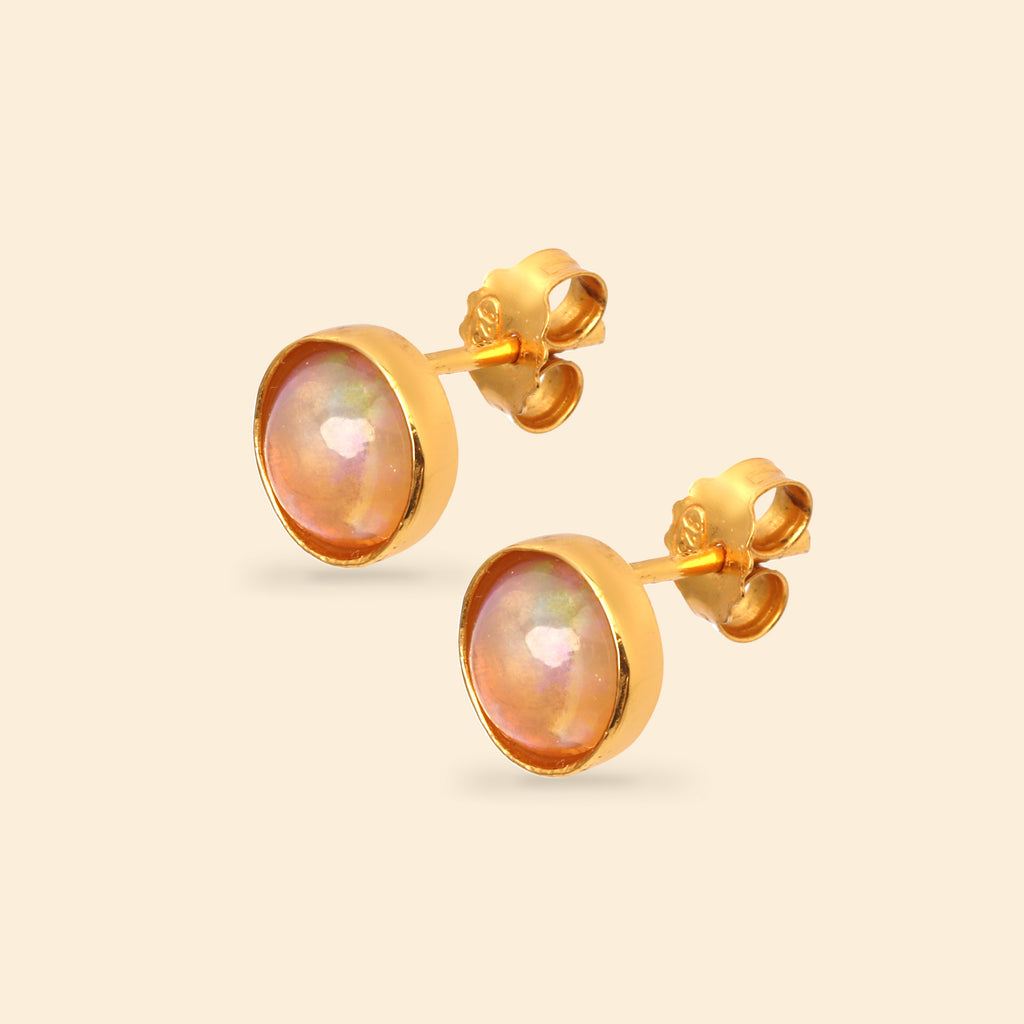 Luxury minimalist opal stud earrings in sterling silver
