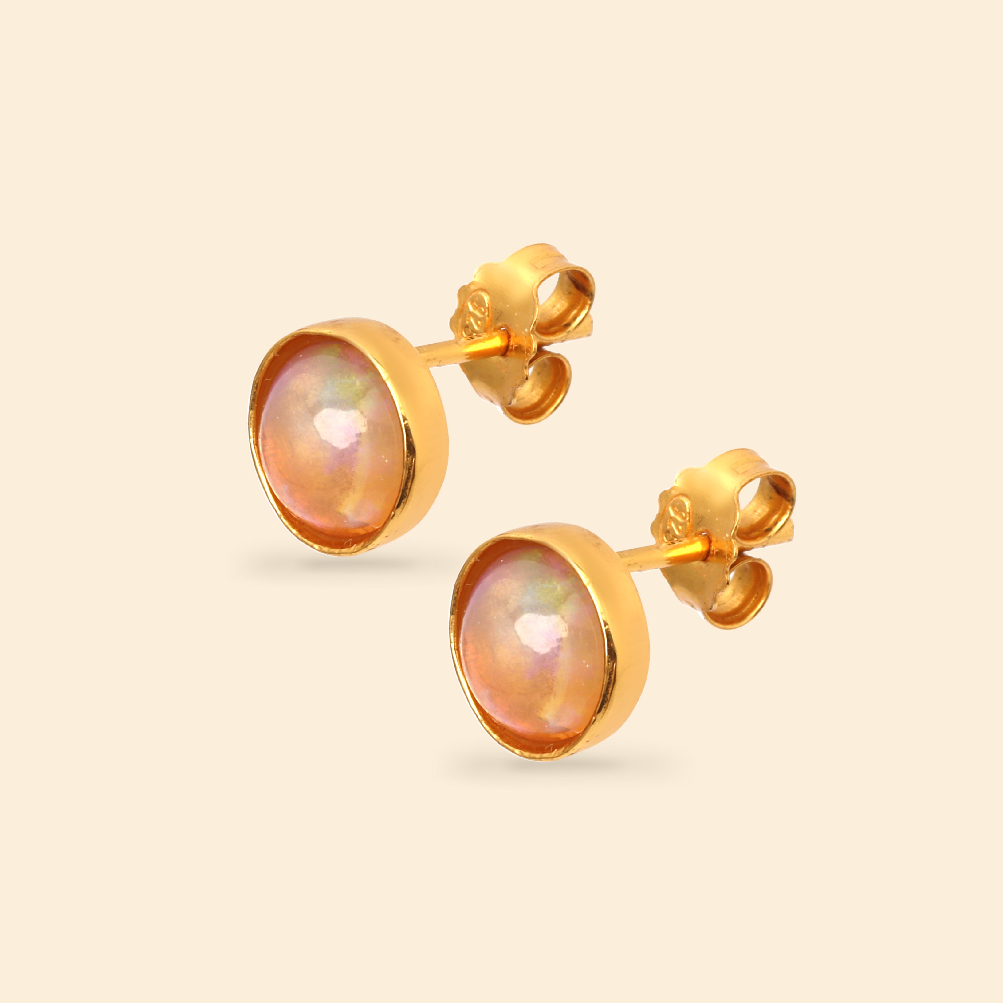 Luxury minimalist opal stud earrings in sterling silver