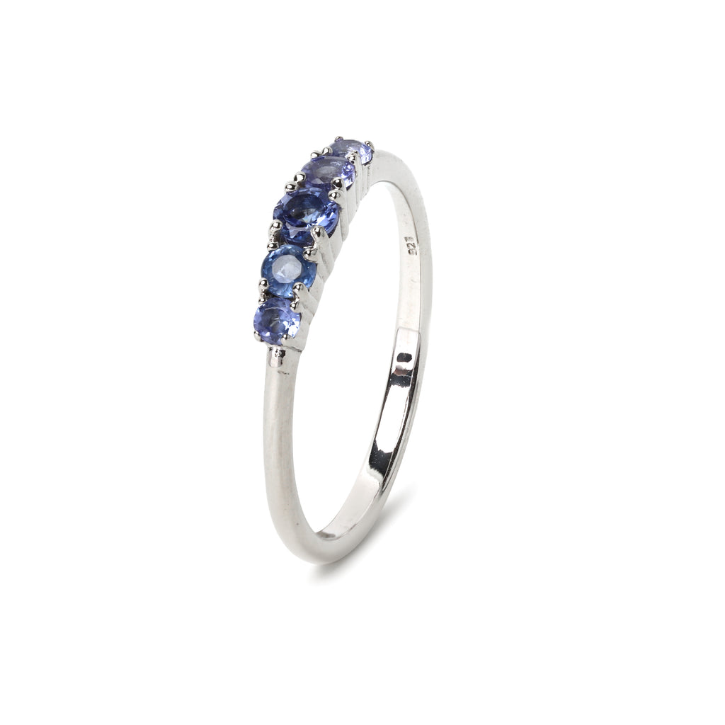 Tanzanite five stone ring in 925 sterling silver