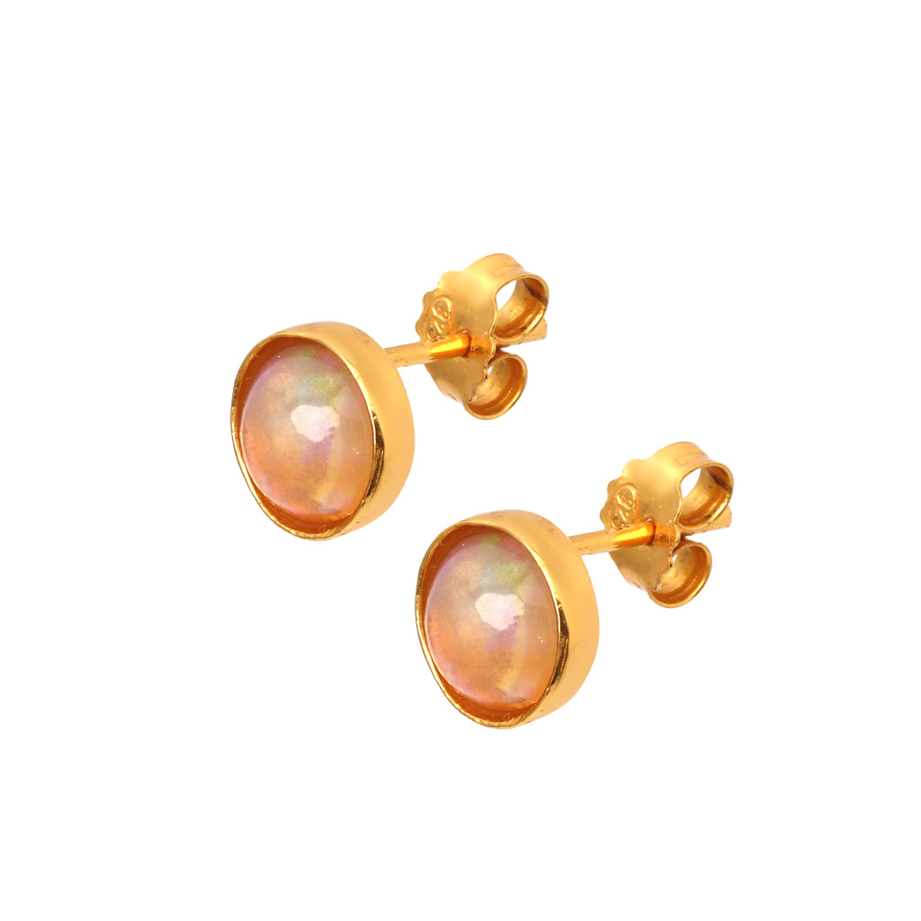 Minimalist opal gemstone stud earrings for women
