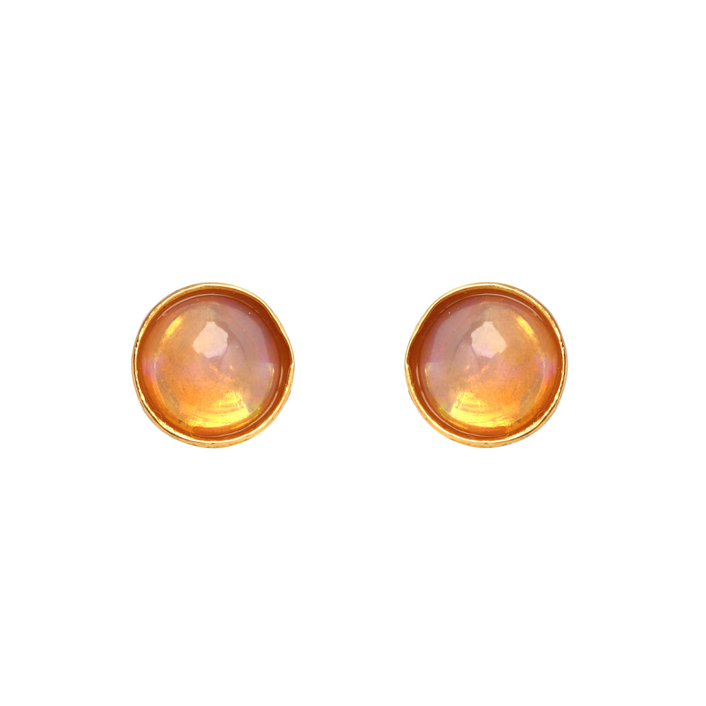 Gold plated opal stud earrings in 925 sterling silver