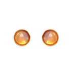 Gold stud earrings with warm orange opal stones, elegant and handcrafted