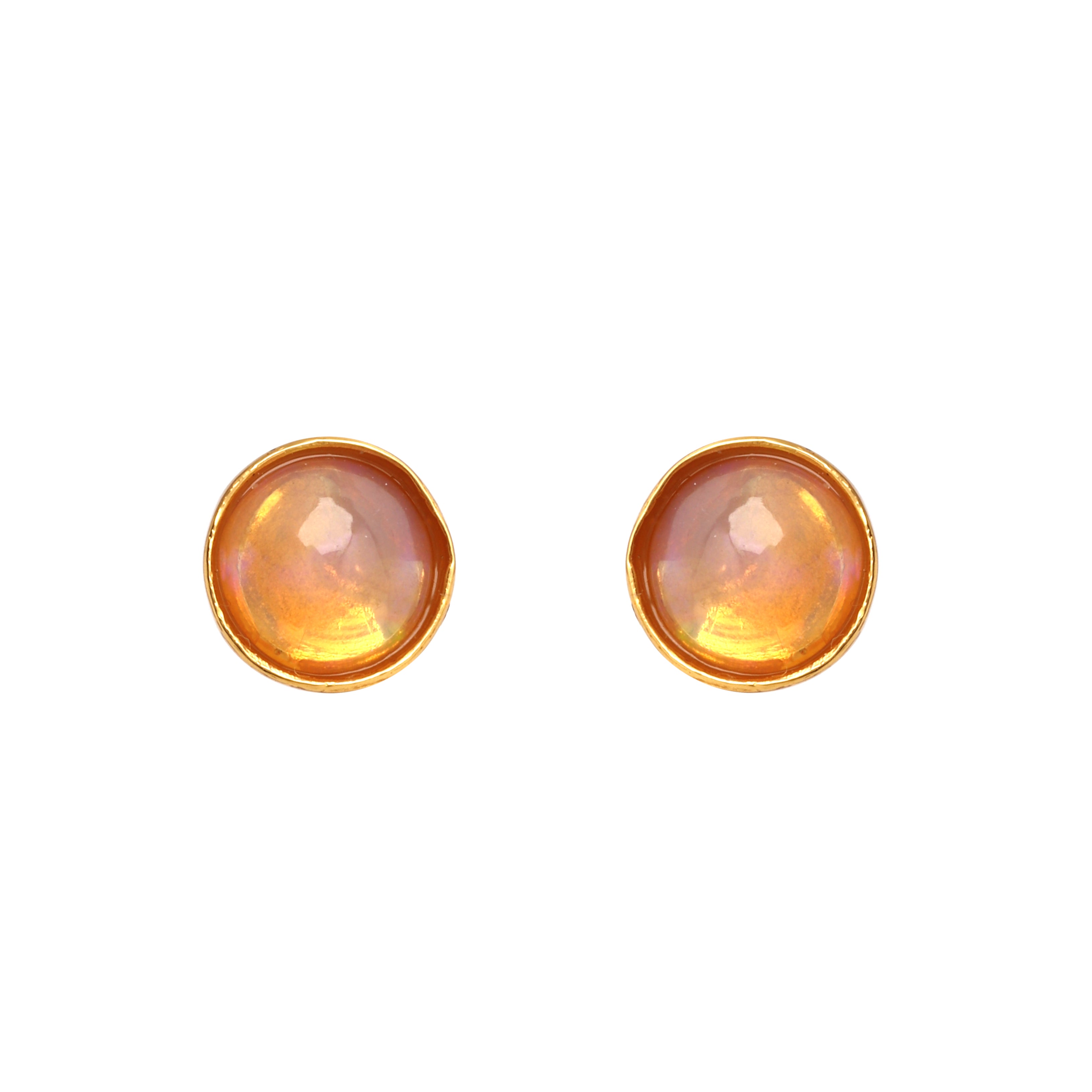 Gold plated opal stud earrings in 925 sterling silver