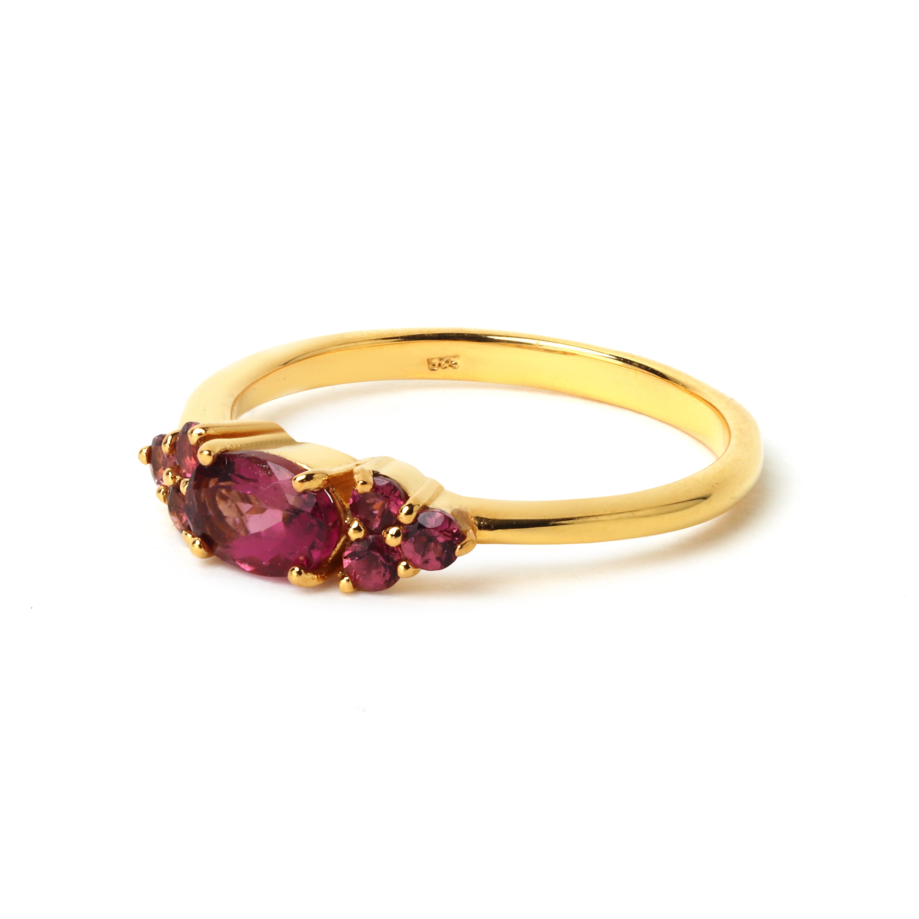 Elegant pink gemstone ring with oval center tourmaline stone