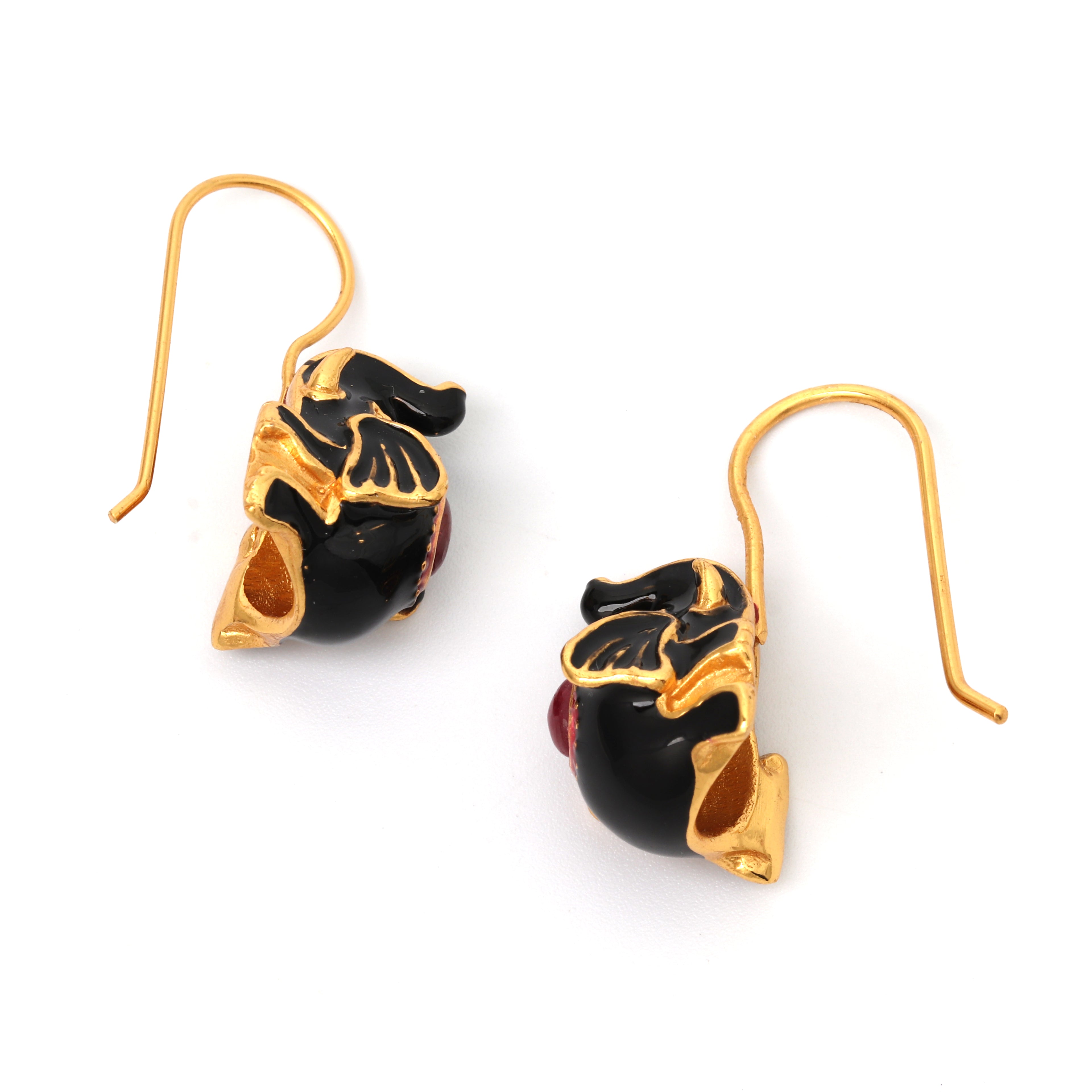 Elegant ruby gemstone dangle earrings with gold plated finish