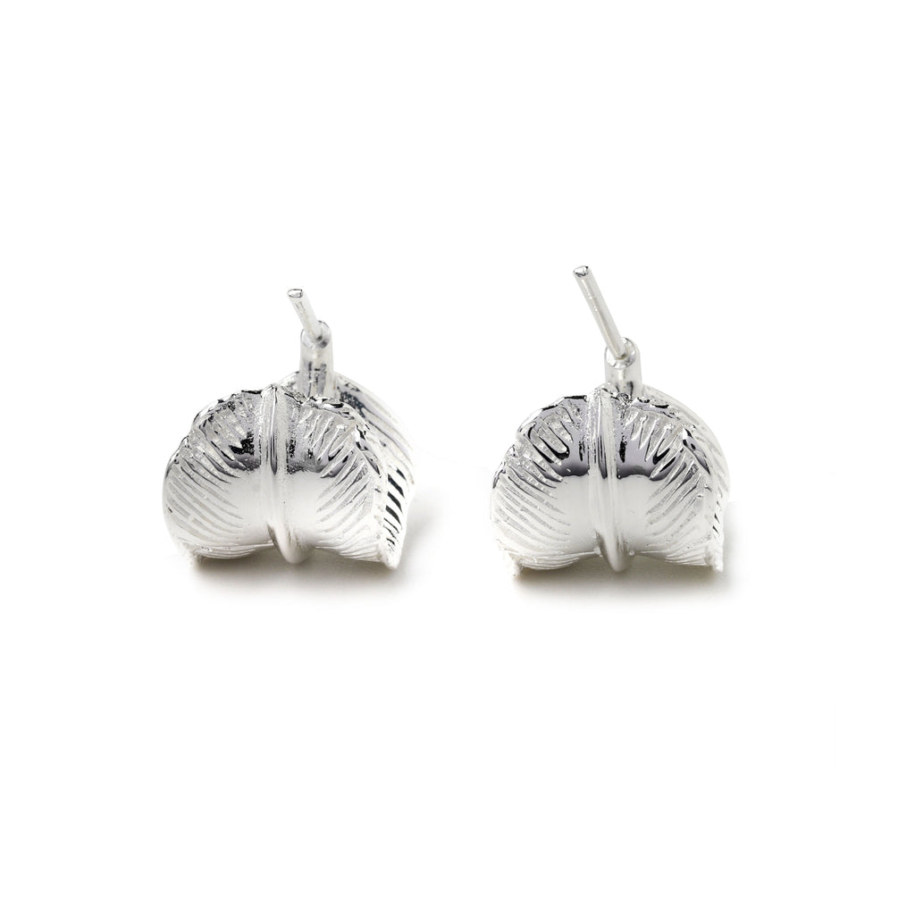 Minimalist silver feather hoop earrings for women