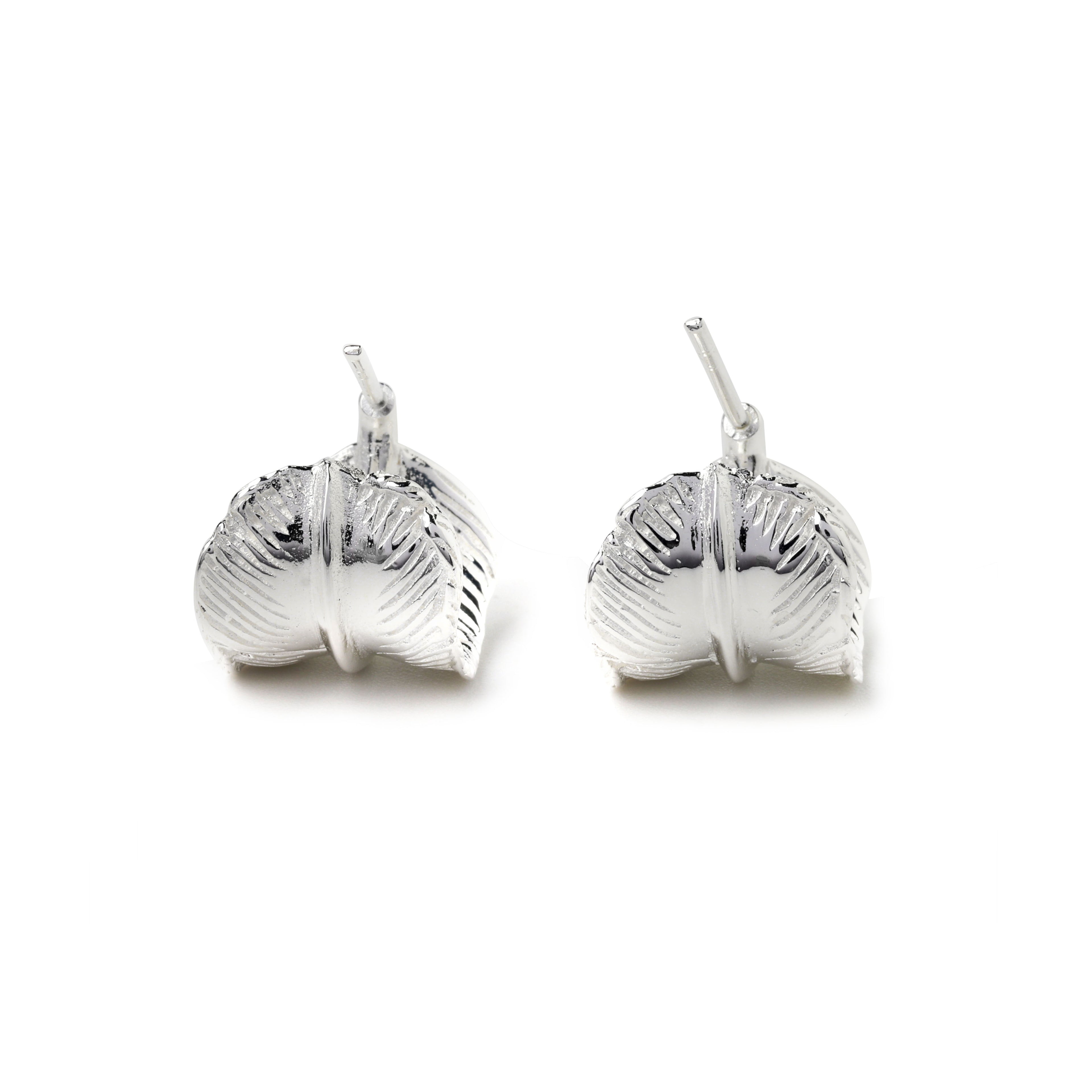 Minimalist silver feather hoop earrings for women