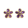 Amethyst & White Sapphire Halo Stud Earrings in 18K Gold-Plated Sterling Silver