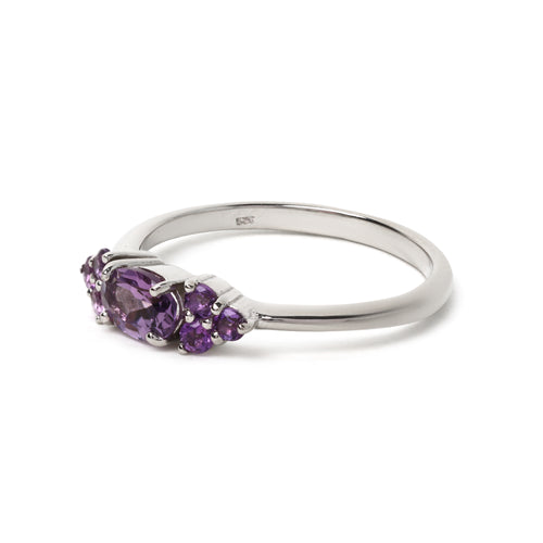 Elegant purple amethyst gemstone ring handcrafted in Thailand