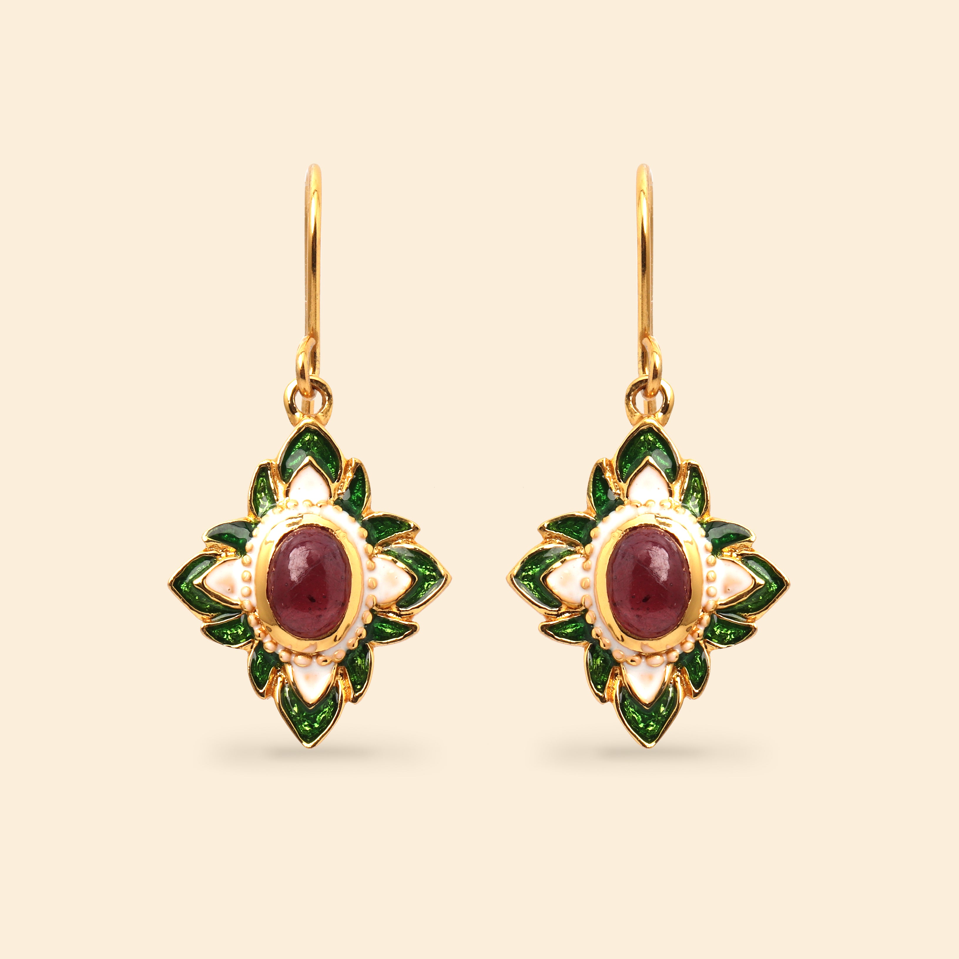 Natural ruby drop earrings in 925 sterling silver by Jewelry by Crimson