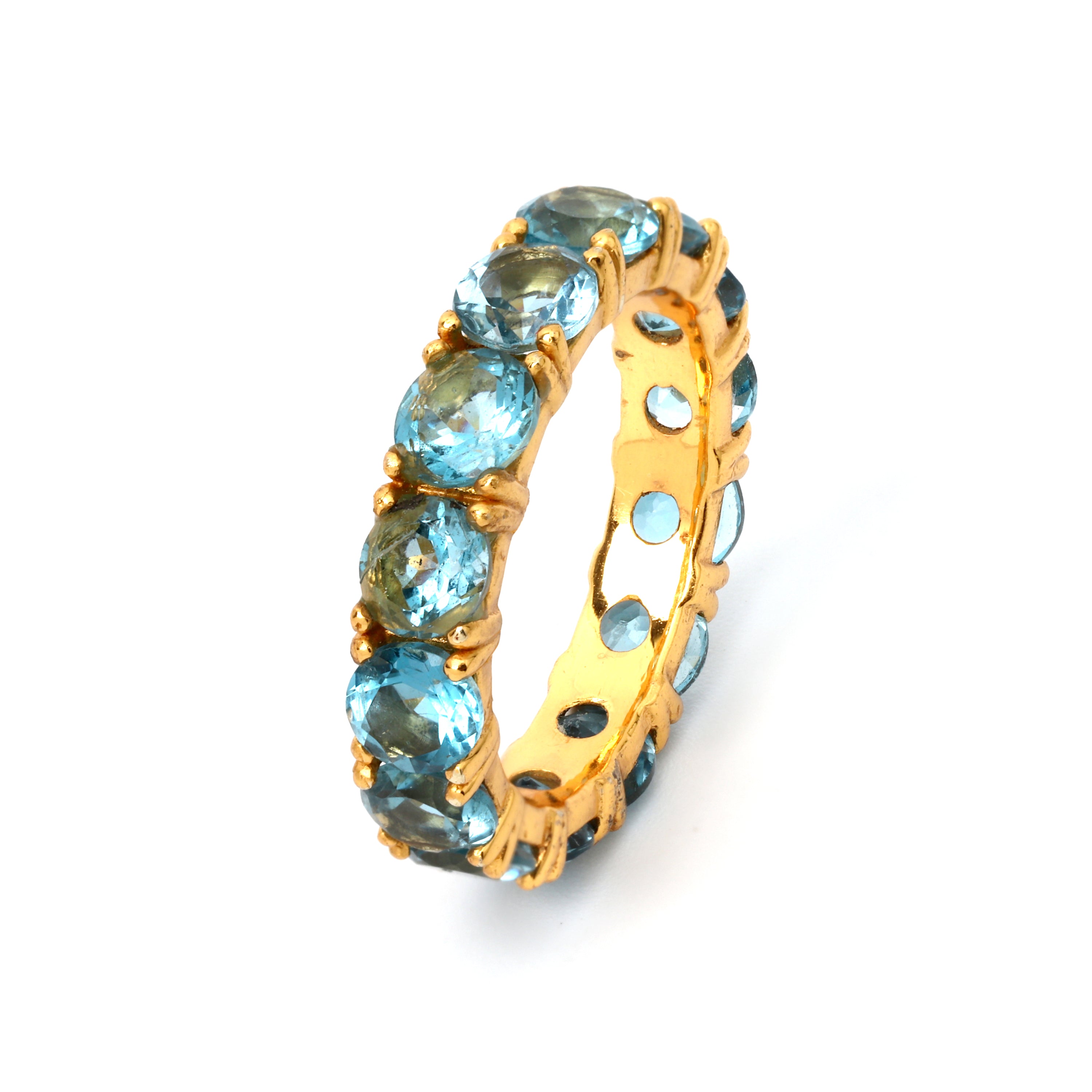 Elegant blue topaz gemstone band ring for women