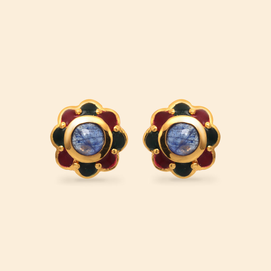 Women's sapphire enamel earrings with minimalist luxury styling