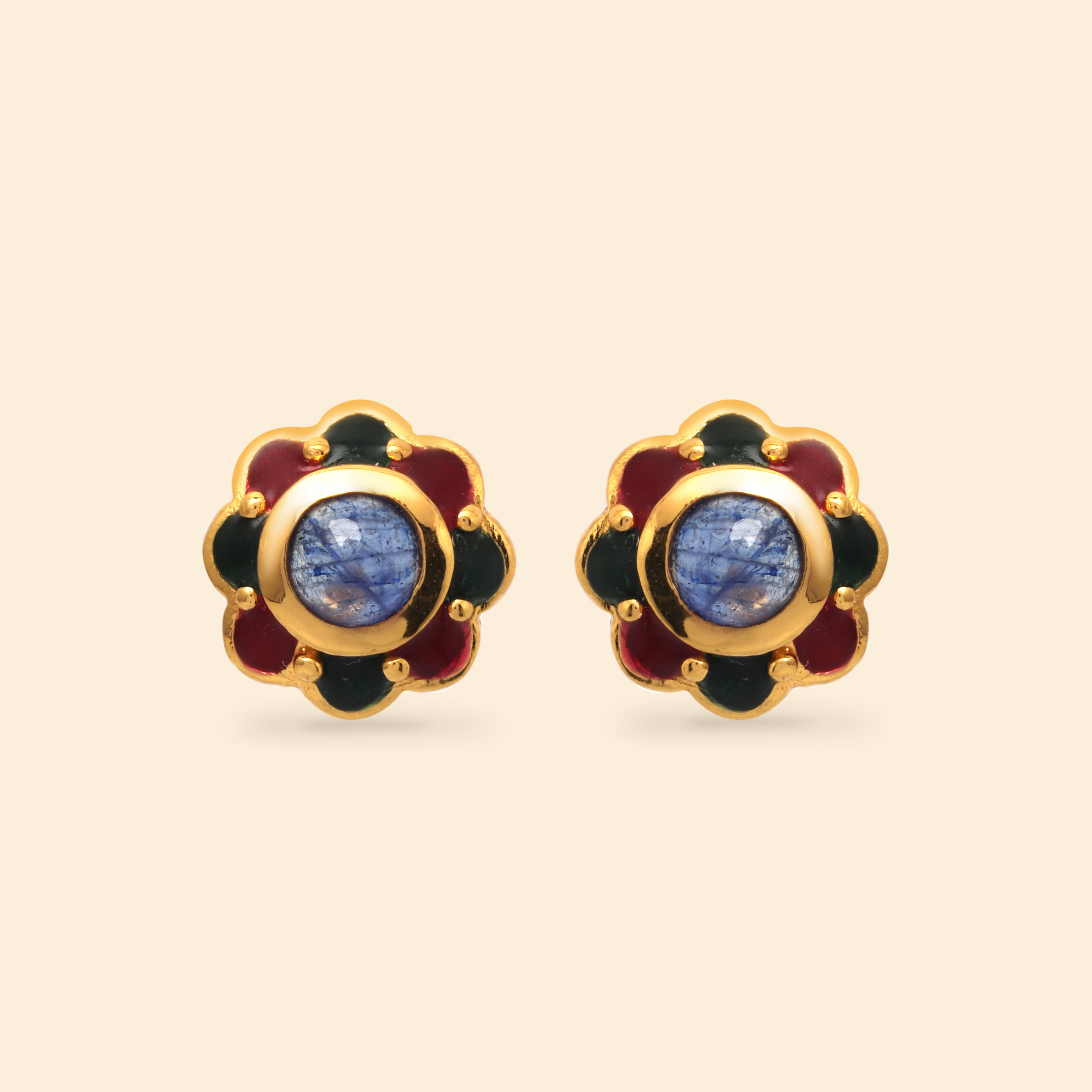 Women's sapphire enamel earrings with minimalist luxury styling